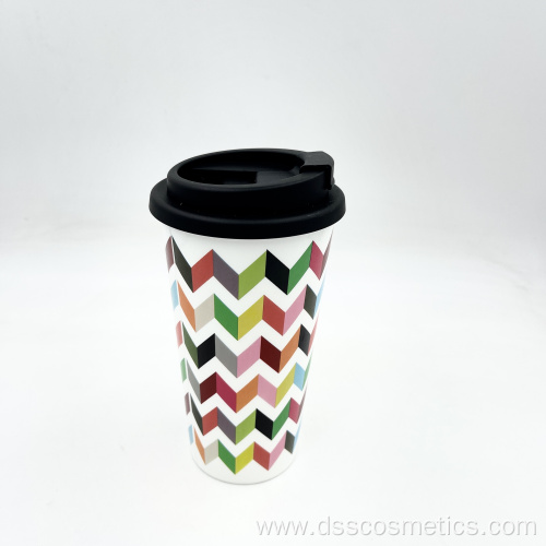 Eco-Friendly Reusable Custom Printed BPA Free 16oz double Coffee Cup With Lid